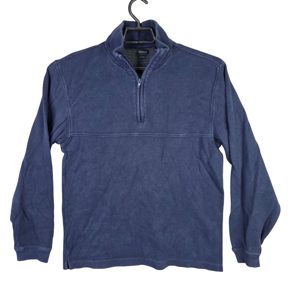 Mens Van Heusen Studio Blue 1/2 Zip Pullover Sweatshirt Cotton Long Sleeve M
